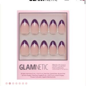 Purple Tipped Almond Fake Nails